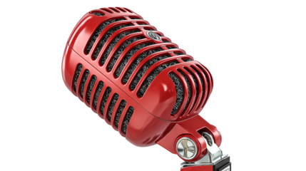 Classic Red Microphone Capturing Sound Waves with Precision and Clarity for Professional Audio Recording