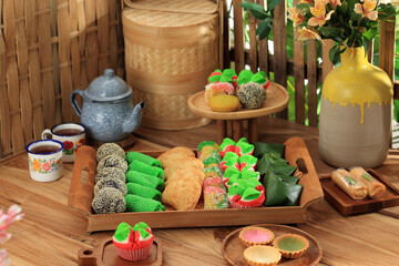 Kue Basah, Jajan Pasar Tampah. traditional Indonesian Cake