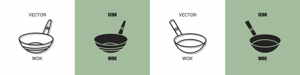 Wok icon line. Wok vector illustration.
