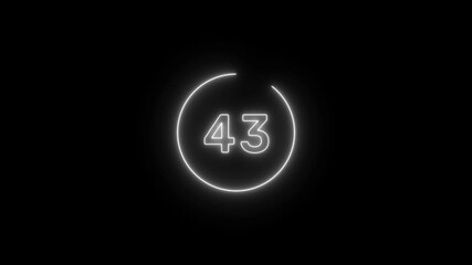 48 seconds timer number animation.  Countdown timer from 48 to 0 seconds.