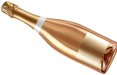 gold champagne bottle, isolated on a transparent background,.png