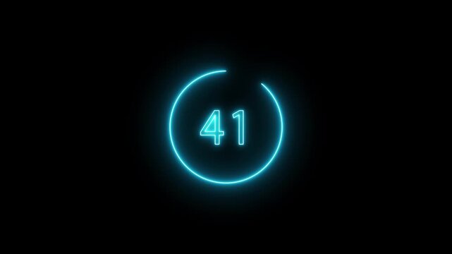 46 seconds timer number animation.  Countdown timer from 46 to 0 seconds.