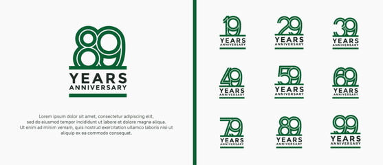 anniversary vector logo set, green and black color can be use for celebration