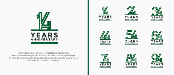 anniversary vector logo set, green and black color can be use for celebration
