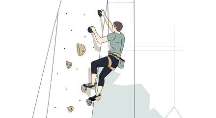 A Man Scaling A Wall, Depicting A Sportive Activity And The Skill Of Climbing Up