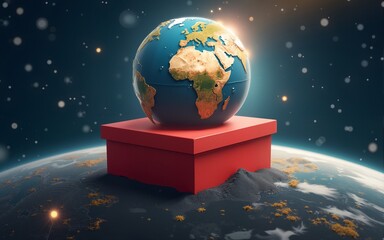 World post day background with red box on earth. High quality