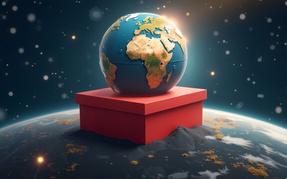 World post day background with red box on earth. High quality
