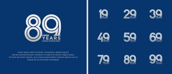 anniversary vector logo set, silver color can be use for celebration