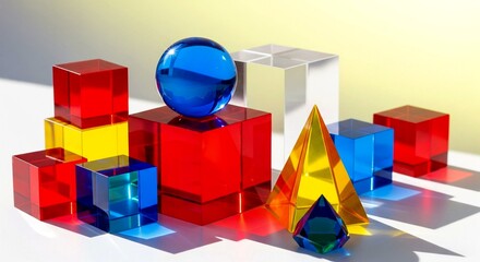 Colorful Geometric Glass Shapes