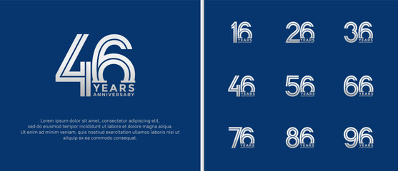 anniversary vector logo set, silver color can be use for celebration