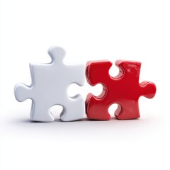 Obraz premium White and Red Puzzle Pieces Symbolizing Problem Solving and Creativity