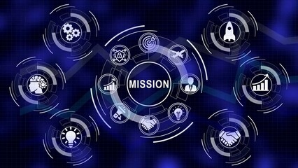 Obraz premium The business mission vision strategic planning and goals with icons and circular layout