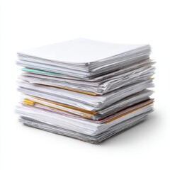 Stack of Unused Papers on a White Background for Office Use