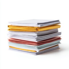 Stack of Colorful Documents and Papers on White Background