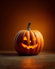 Carving Smiling Pumpkin for Halloween Indoor Setting Still Life Image Warm Lighting