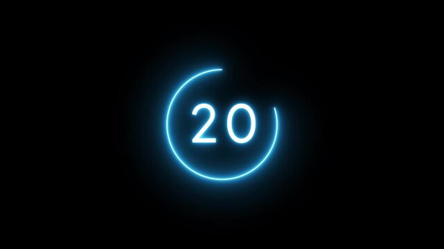 25 seconds timer number animation.  Countdown timer from 25 to 0 seconds.