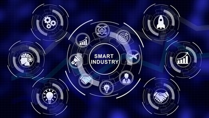 Smart industry concept infographic illustrating innovation and technological advancement in business