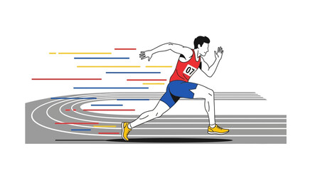 Fototapeta premium A stylized illustration of a runner in the middle of competition at the track and field