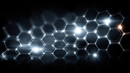 A visually striking representation of a high-tech honeycomb pattern, where interconnected hexagonal cells pulse with a luminous energy. ..Created with Generative AI, not depicting real subjects.