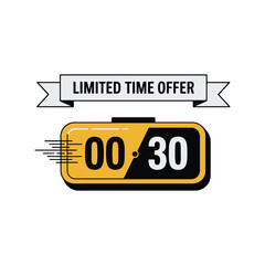 Limited Time Offer Countdown Timer Vector Design with Battery Icon