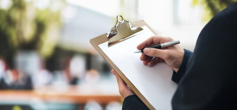engineer worker hold clipboard for checklist,