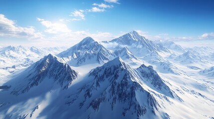 Obraz premium Majestic Snow-Capped Peaks: A Serene Winter Mountain Landscape