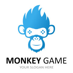 blue gaming monkey logo vector