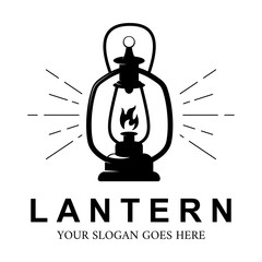 night lantern silhouette logo vector