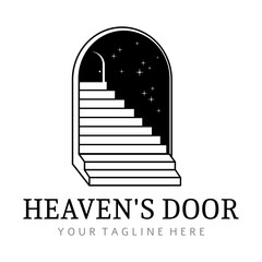 heaven's door ladder silhouette logo vector