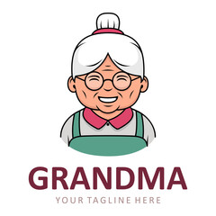 cartoon logo of grandma with apron vector