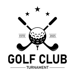 golf club logo with ball and club vector