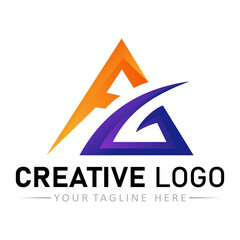 combined letter F and G triangle vector logo