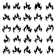fire icon silhouette set abstract vector