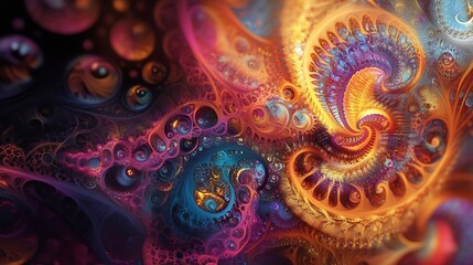Intricate Organic Fractal: A Vivid Tapestry of Swirling Colors