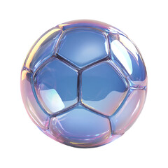 Naklejka premium Iridescent Soccer Ball with Rainbow Sheen on Transparent Background for Unique Sports Visuals and Designs