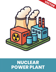 Nuclear power plant isometric 3d illustration 3D Layout of Nuclear Energy Plant Featuring Power Generation Units, Renewable Conversion Processes, and Sustainable Infrastructure