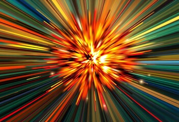Obraz premium High-speed explosion, blurred color lines, radial motion stars Vector graphic design for manga/anime, anime, manga