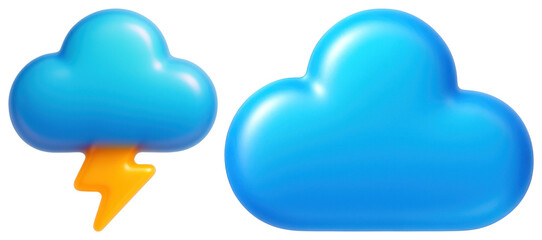 PNG Weather icons: cloud, lightning, element set on transparent background