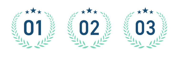 ステップ1～3のセット（企業 資料 デザイン ベクター 編集可能 リボン バッジ 見出しデザイン）