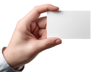 Obraz premium hand holding a blank white plastic card on a transparent background,.png