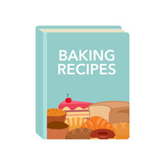 Baking recipes book in flat design vector.