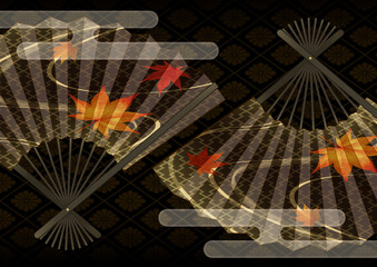 扇子　楓　紅葉　秋　日本の伝統文様