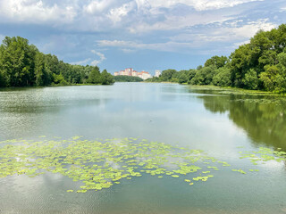  Moscow region, the city of Balashikha. Pekhorka River in summer in cloudy weather