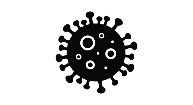 a black silhouette of a virus with spiky protrusions