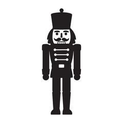 Fototapeta premium Nutcracker soldier black silhouette vector illustration on white background
