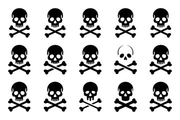 A Pattern of Skulls and Crossbones Icons on a White Background