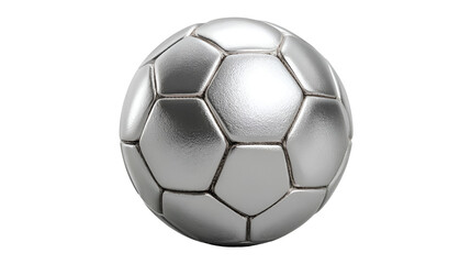Naklejka premium Sleek Silver Soccer Ball with Hexagonal Pattern on a Transparent Background for Modern Designs