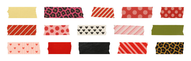 PNG Colorful patterned decorative tape collection, element set on transparent background