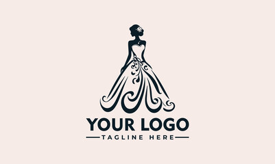 Elegant Bride Vector Illustration with Decorative Wedding Dress Silhouette