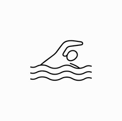 Obraz premium Swimmer Line Icon – Minimal Vector of Swimming Sport and Water Activity
